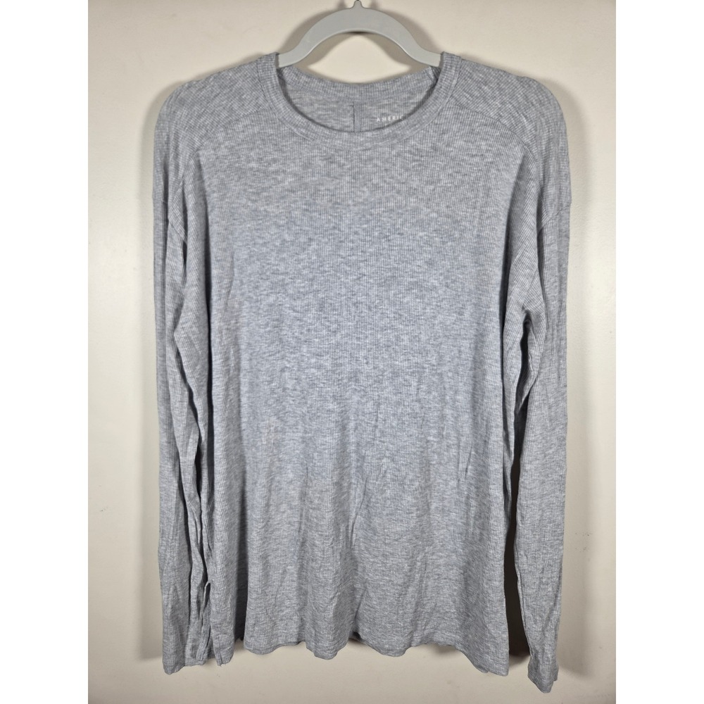 American Eagle Soft & Sexy Rib Top Womens Medium Gray Long Sleeve Side Slit Cozy